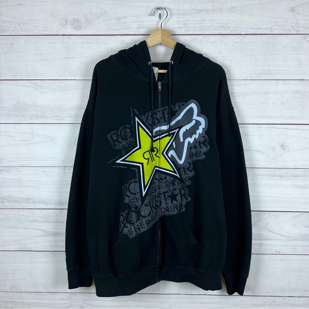 Vintage Y2K Fox Racing Rockstar Full Zip Hoodie XL